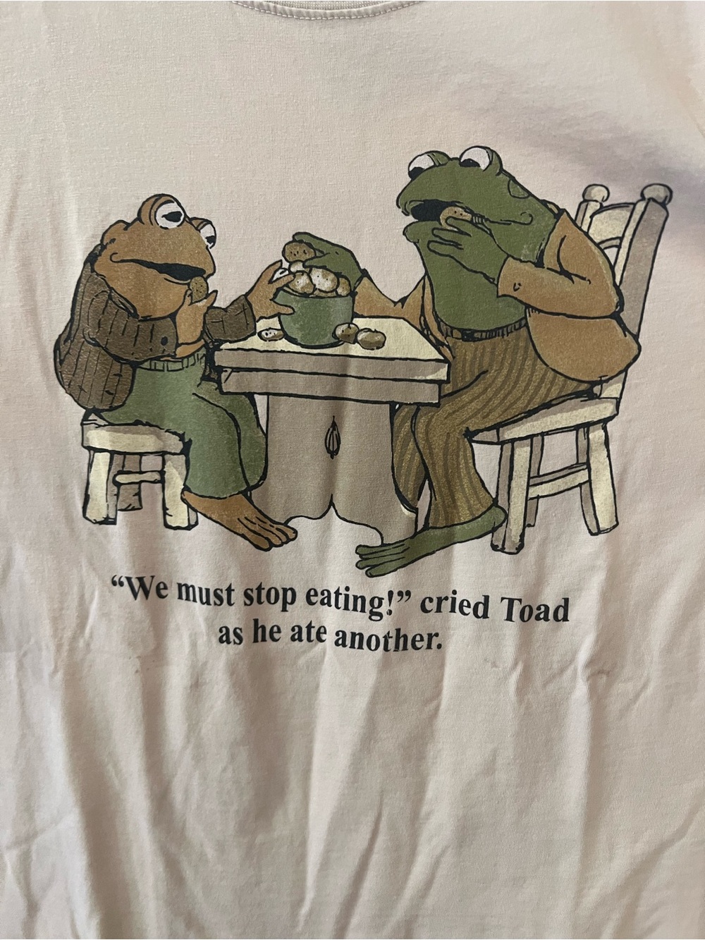 Vintage-Inspired Tan Graphic T-Shirt with Toad Dining Illustration